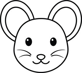 mouse head icon line art vector illustration on transparent background
