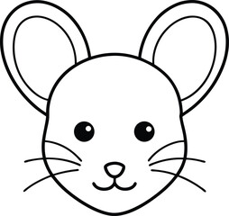mouse head icon line art vector illustration on transparent background