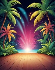 Hawaian flower jungle party background with vibrant colors