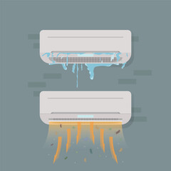Dirty and germ filled air conditioner design illustration