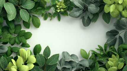 Vibrant Green Foliage Frame: Botanical Background for Eco-Friendly Designs, Nature-Inspired Branding, and Lush Greenery Templates