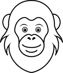 Fototapeta premium orangutan head icon line art vector illustration on transparent background