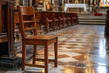 Church Covid-19. Disposition of Chair at Saint-Sulpice Cathedral, Paris Interior