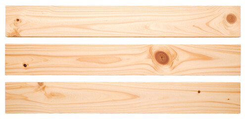 top view of arrangement of wooden plank in light brown color isolated on white