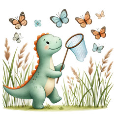 Cute summer dinosaur clipart featuring playful dinosaurs enjoying sunshine, ice cream, and beach fun. Perfect for kids’ projects, nursery decor, party invitations, and seasonal crafts. Bright.
