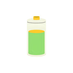 Battery Level Indicator: Green Energy Icon, Cylindrical Cell Graphic