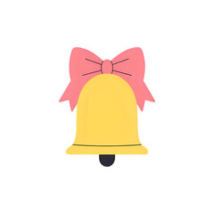 Yellow Bell with Pink Bow: Cute Notification Icon