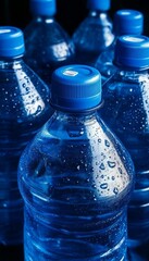 Array of Cold Refreshing Bottled Drinking Water Lined-Up, Isolated Concept for Healthy Hydration