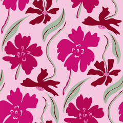 Hand drawn floral pattern, Abstract stylized flower seamless design for fabric, digital paper