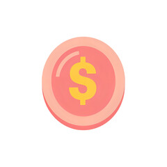 Pink Coin Icon: US Dollar Symbol for Finance & Business