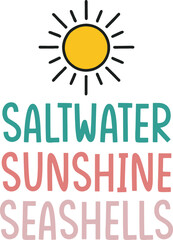 Saltwater Sunshine Seashells Quote Art