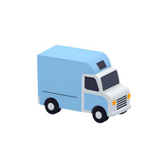 Isometric Light Blue Delivery Truck Icon: Transportation and Logistics Graphic