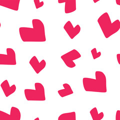 Seamless pattern with hearts. Template holiday vector illustration. Design for card, postcard, poster, print, banner. Cartoon colorful hearts on color background.