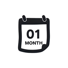 One Month Calendar Icon:  Simple Design for Time Management & Planning