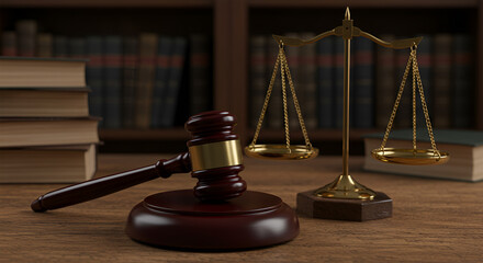 Justice scales and gavel legal concept perfect balance law theme powerful image