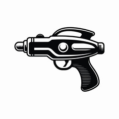 Retro futuristic ray gun black and white illustration