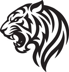 Tiger Head Silhouette: Bold, Fierce & Dynamic Wildlife Illustration