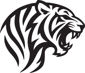 Tiger Head Silhouette: Bold, Fierce & Dynamic Wildlife Illustration