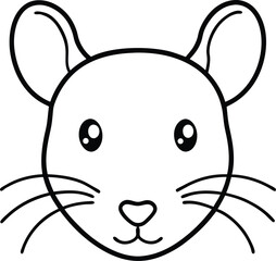 rat head icon line art vector illustration on transparent background