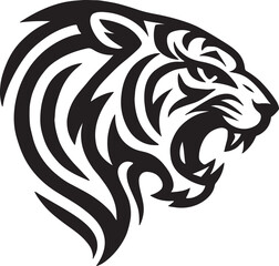 Tiger Head Silhouette: Bold, Fierce & Dynamic Wildlife Illustration