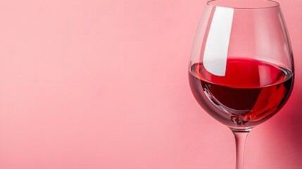 Red Wine Glass on Pink Background Elegant Still Life Photography