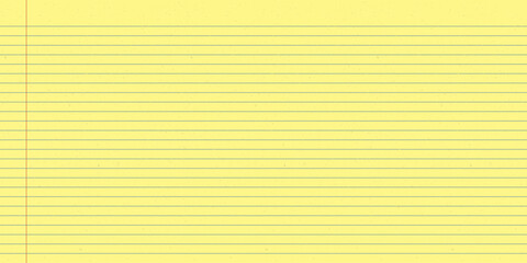 Vintage yellow legal pad with blue horizontal lines and red margin. Notebook sheet with classic striped design for lawyers and students. © MandarinkaArt