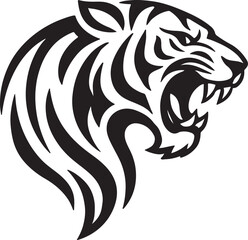 Tiger Head Silhouette: Bold, Fierce & Dynamic Wildlife Illustration
