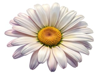 Detailed close up of a beautiful white daisy with a yellow center