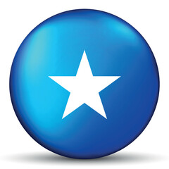 Glass light ball with flag of Somalia. Round sphere, template icon. Somali national symbol. Glossy realistic ball, 3D abstract vector illustration highlighted on a white background. Big bubble.