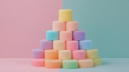 Pastel Rainbow Sugar Cubes Pyramid Minimalist Product Display