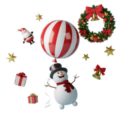 Festive christmas decorations snowman santa wreath gifts balloon holiday season cheerful celebration joy