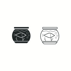 Fish bowl icon. outlined vector style Vector