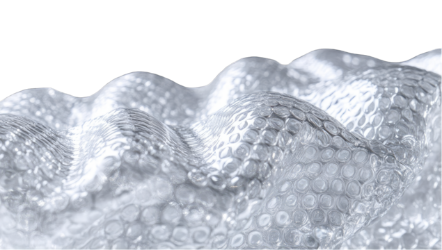 Close-up of rippled, bubbly plastic