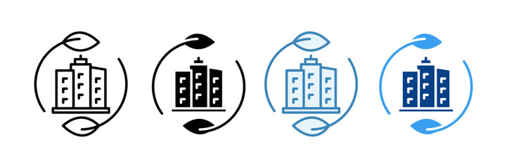 Green Building  Icon Set Multiple Style Collection