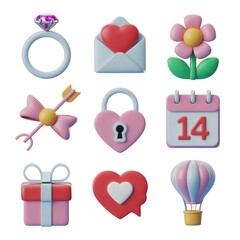 Valentine's day icons love and romance themed vector graphics for greeting card and social media designs