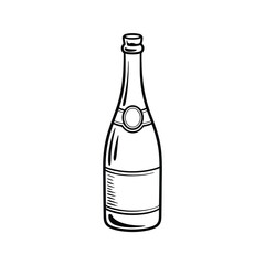 Champagne bottle line art illustration