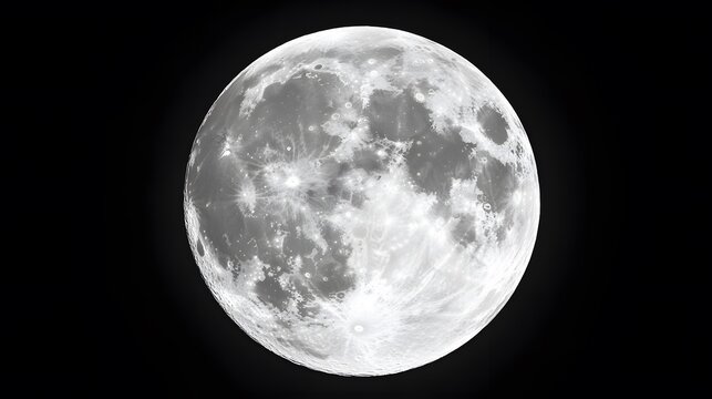 Detailed Closeup of Full Moon Surface Crater Texture