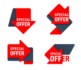 Special Offer red labels set in gray and red color