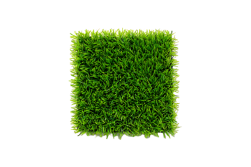 Square patch of artificial grass isolated on transparent background