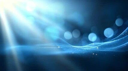 Blue Abstract Background: Shimmering blue particles and light rays create a dynamic, abstract background perfect for presentations, websites or digital art. - Powered by Adobe