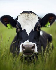 Cow Heart in Field: Grazing Cow with Love Marking on Grassland