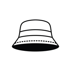 Simple black outline bucket hat icon illustration