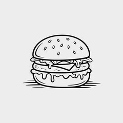 Delicious double cheeseburger line art illustration