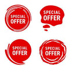 Special Offer red labels set in red color