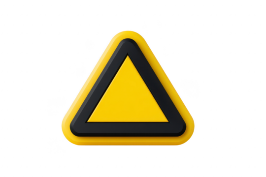 Yellow and black triangular warning sign with bold border, symbolizing caution or alert. design is simple and clear, often used for safety notifications