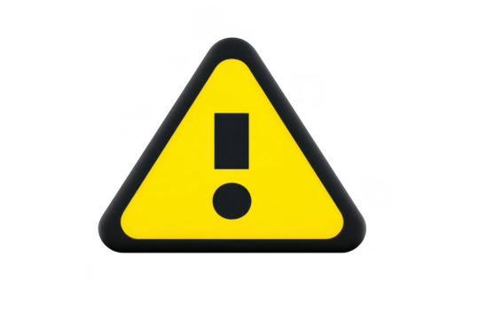 Yellow triangular warning sign with bold black exclamation mark in center, symbolizing caution or alert. sign is commonly used to indicate potential hazards or important notices