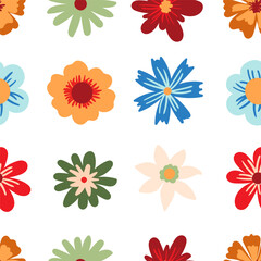Vivid colorful flower collection, summer blossom flower head set. Organic petal floral design
