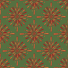 geometric retro radial floral star motifs, symmetrical design, Art Deco circular seamless pattern