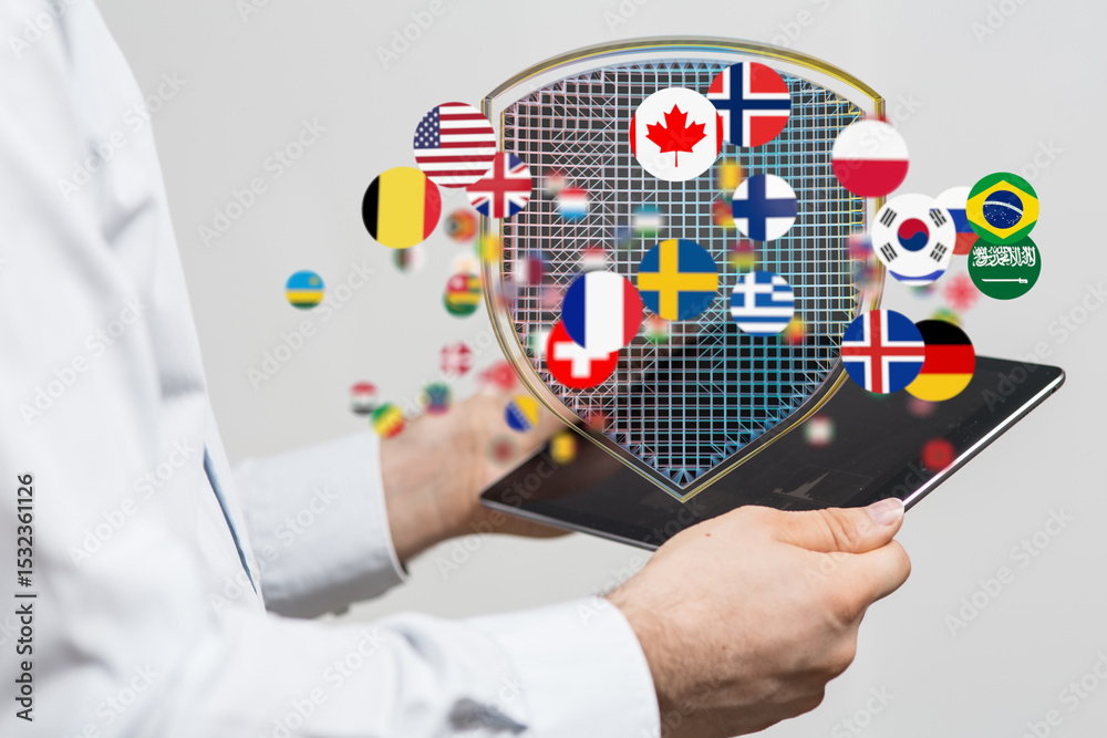 Aufkleber Protecting your data across borders.  Secure your business with our global cybersecurity solutions.