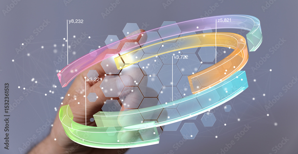 Poster Abstract image of a hand interacting with futuristic data, showcasing technology and innovation.